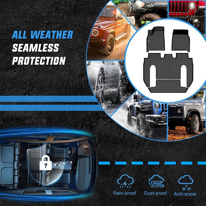 Nilight TPE Floor Mats for Tesla Model X 6 Seater 2022 2023 2024 2025 2026 All Weather Custom Fit Heavy Duty Floor Liners