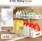1 Pack 20.47IN Depth Under Sink Storage Organizer, Large 2-Tier Elegant Mesh Pull Out Shelf for Kitchen and Bathroom Cabinet 