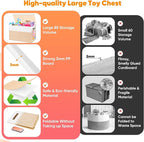 Mabahoo Large Toy Box, Collapsible Sturdy Storage Chest With Lids, Kids Toy Chest Storage Organizer Toddler Bin Boxes for Liv
