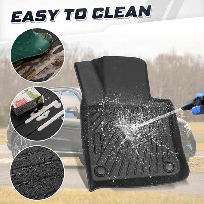 Sunsdrew Floor Mats Cargo Liner Set for 2023-2025 2026 Mercedes Benz GLC/GLC 300/GLC 350e/GLC 43 AMG (Not for Coupe), All Weather TPE Rubber Car Mats for GLC Accessories Raised Edge