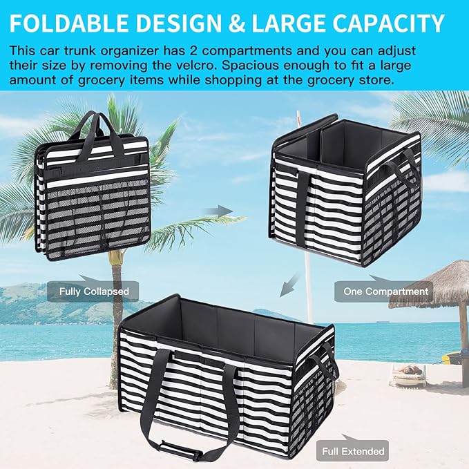 Muzale Extra Large Utility Tote Bag with Wire Frame Reusable Grocery Bags Foldable Heavy Duty Shopping Bags for Groceries Collapsible Totes with Handles for Carrying Heavy Loads Storage Car Trunk