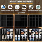 SpaceAid Shoe Organizer for Closet, 2 Pack Foldable Shoe Storage Containers Baskets Boxes Bins w/Adjustable Dividers, Fits 16