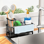 Cisily Sponge Holder for Kitchen Sink, Sink Caddy Organizer with High Brush Holder, Kitchen Countertop Organizers and Storage