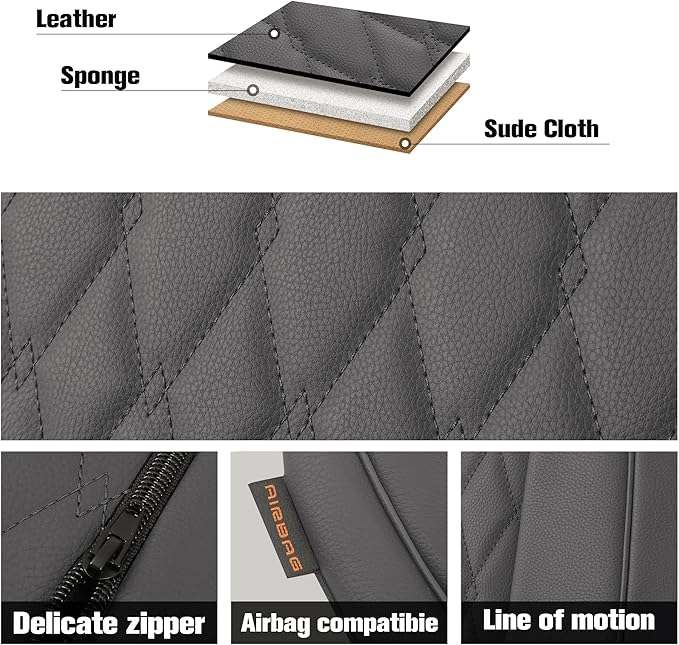 CAROMOP Faux Leather Car Seat Covers 2 Front Set,Luxury and Comfortable Seat Covers for Cars, Airbag Compatible Car Interior 