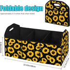 Sunflower Car Trunk Storage Box with Pockets Car Accessory for SUVs Cars Automotive Organizer