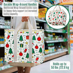 VENO 2 Pack Cooler Bag, Insulated Grocery Bags for Food Delivery, Collapsible Cooler, Reusable Shopping Bags for Groceries, Hard Bottom, Water Resistant, Zippered, Foldable (Jingle Mix, 2 Pack)