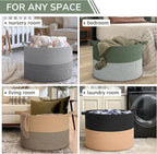 INDRESSME 115L Extra Large Cotton Rope Blanket Basket, Home Decor Laundry Storage Basket for Organizing Bedroom, Living Room,
