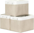 Bidtakay Large Storage Baskets for Organizing Fabric Closet Organizers Storage Bins with Handles 3-Pack 16x11.8x11.8 Inch Col