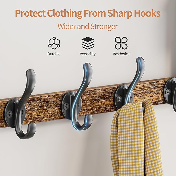 29 inch Coat Rack Wall Mount with Shelf, Set of 2 Entryway Wall Shelf with Hooks, Heavy Duty Coat Hanger Wall Mount with Key 