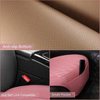 Sanwom Front Car Seat Covers - Leather Seat Covers with Storage Pocket and Two Belt Pads, Anti-Slip Waterproof Universal Seat
