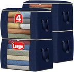 Fab totes 24 Gallons Clothes Storage, Foldable Thick Fabric Blanket Storage Bags, Containers for Organizing Bedroom, Closet, 