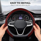 Frani Leather Steering Wheel Cover,Universal Fit 15 Inch-Premium Non-Slip Breathable Comfort Grip for Cars Trucks SUVs,Anti-Slip Durable Interior Upgrade Carbon Fiber Pattern (Red)