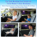 ZATOOTO Tesla Model Y Car Window Shades for Side Windows Sun Shade Static Cling | Front for Driver Visibility | Rear for Baby Sun Protection | Specific fit Frameless Doors | 2020-2024