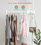 Gomyrod Bra Hanger for Closet, 2 Pack Tank Top Hanger w/20 Hooks Capacity Foldable Wood Space Saving Hangers, 360°Rotating Cl