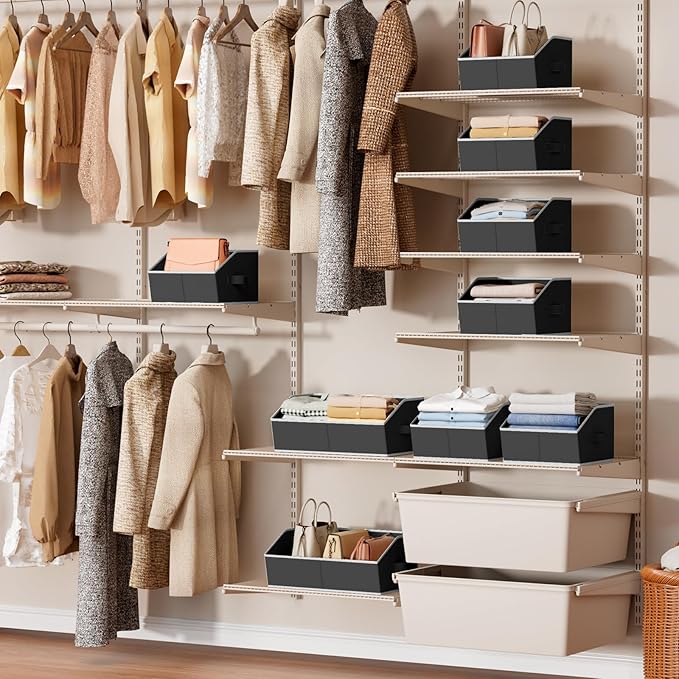 Homsorout Storage Bins for Shelves - Large Trapezoid Closet Shelf Organizer, Fabric Organization Bins with Handles, Storage B