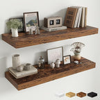 Fun Memories 12" Deep Floating Shelves for Wall, 36" W x 12" D Floating Shelves, Long Wood Floating Wall Shelf for Living Roo