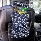 Cute Hanging Car Trash Garbage Bag 100% Leakproof Waterproof Multipurpose for Car Back Front Seat Console with Hanging Strap (Small Flowers)