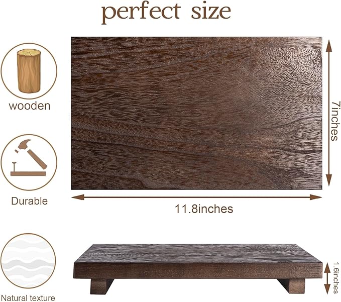 zoocatia Small Wood Tray Pedestal Stand Farmhouse Bathroom Decor Decorative Wooden Riser Kitchen Soap Dish Holder for Vanity,