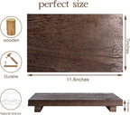 zoocatia Small Wood Tray Pedestal Stand Farmhouse Bathroom Decor Decorative Wooden Riser Kitchen Soap Dish Holder for Vanity,