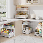 2 Pack 18.5IN-Depth Under Sink Organizer With Next-Gen Ball-Bearing Slides,2-Tier Precision Mesh Pull Out Cabinet Storage for