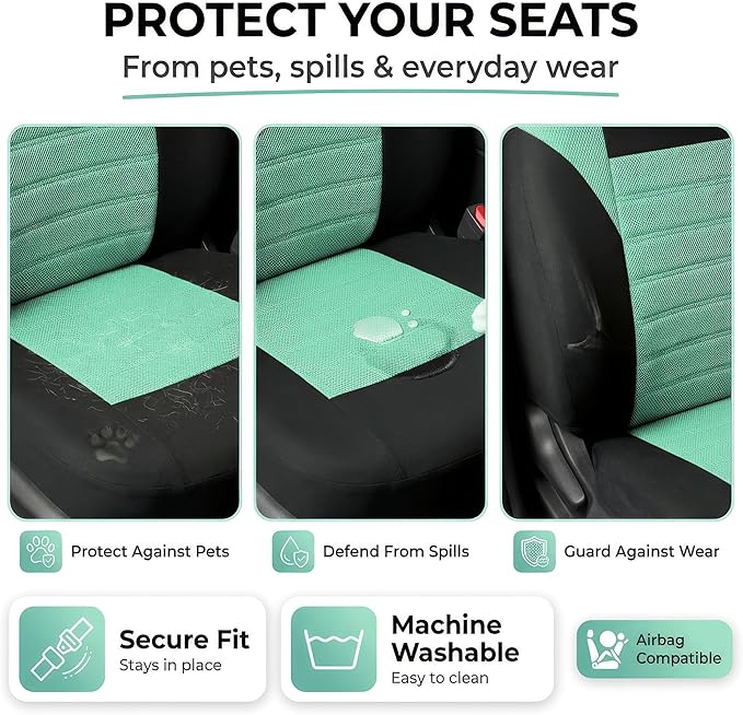 FH Group Automotive Car Seat Covers Front Set Premium 3D Air Mesh Front Seat Covers, Airbag Compatible Universal Fit Interior