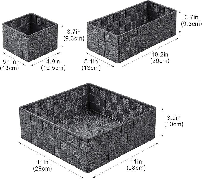 Posprica Woven Storage Baskets for Organizing, Small Baskets Cube Bin Container Tote Organizer Divider for Drawer, Closet, Sh