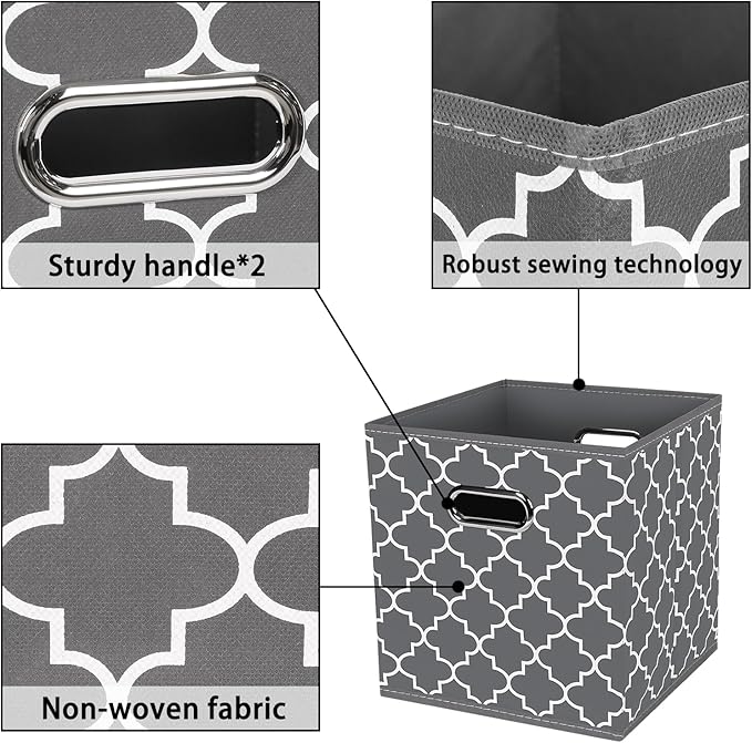 Fabric storage bins Cubes, Fabric Cube Organizer with Handle, Foldable Cube Bins for Cloth or Accessary Storage, 11x11x11, Se