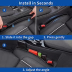 2 Packs Car Seat Gap Filler Organizer, Dual Slot Car Seat Gap Organizer, Gap Filler for Car, SUV, Trunk, Sedan Side Seat Gap Between Seat and Console, Car Seat Gap Plug with Storage Slot (Black)