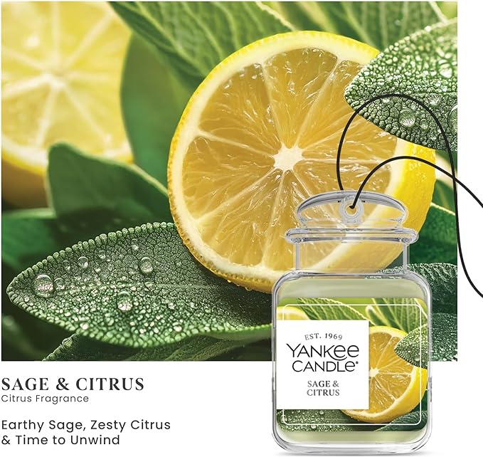 Yankee Candle Car Jar Ultimate, Sage & Citrus, Neutralizes Odors, Up to 30 Days