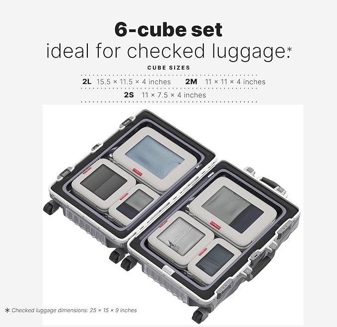 LeanTravel Premium Compression Packing Cubes for Travel - Suitcase Organizer Bags with Double Zipper & Breathable Mesh Panel 