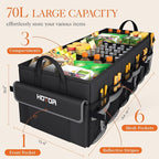 HOTOR Trunk Organizer - Car Organizer with 5 Pockets, Trunk organizer for SUV, Sedan & Van, Car Organization with Sturdy Base Panel for Car Accessories, Black, 3 Compartments, 31.89"×12.6"×10.6"
