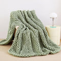 Admitrack Chunky Knit Blanket Throw, 100% Hand Knit Chenille Throw Blanket for Sofa & Home Decor, Soft and Cozy Knitted Throw