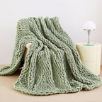Admitrack Chunky Knit Blanket Throw, 100% Hand Knit Chenille Throw Blanket for Sofa & Home Decor, Soft and Cozy Knitted Throw