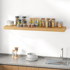 Dreamland 55" Floating Shelves for Wall, 12" Deep Thicker Oak Floating Shelves, Wall-Mounted Shelves for Bedroom, Living Room