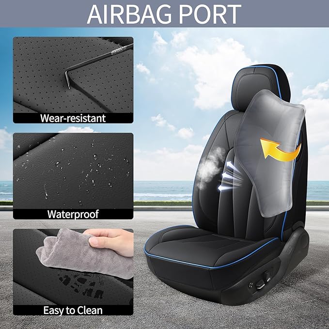 Car Seat Covers Full Set, Leather Seat Covers for Cars, Waterproof Car Seat Protector,Non-Slip Car Interior Covers ，Automotiv