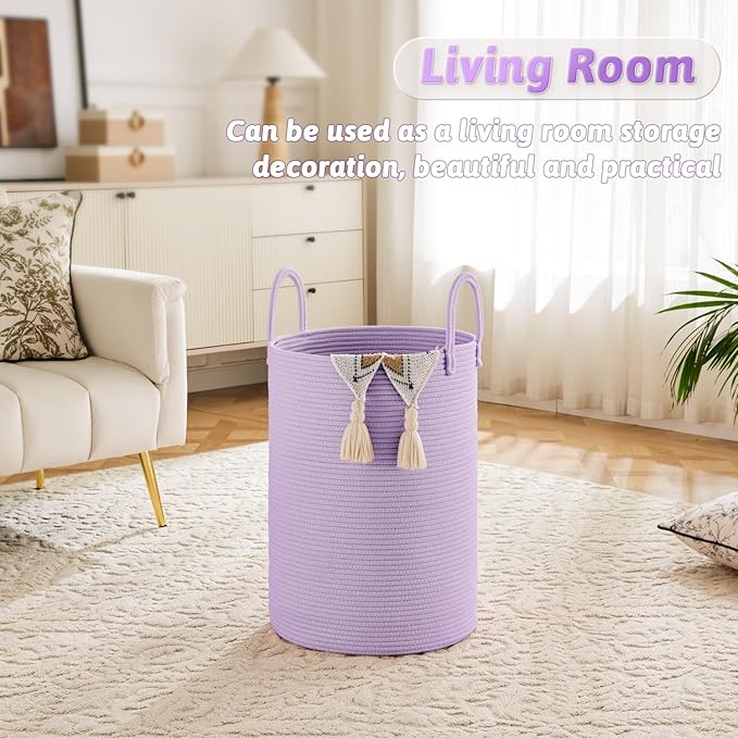 Artfeel Laundry Basket,Woven Cotton Rope Laundry Hamper,40L for Decorative Storage of Dirty Clothes,Toys and Blankets in Bath