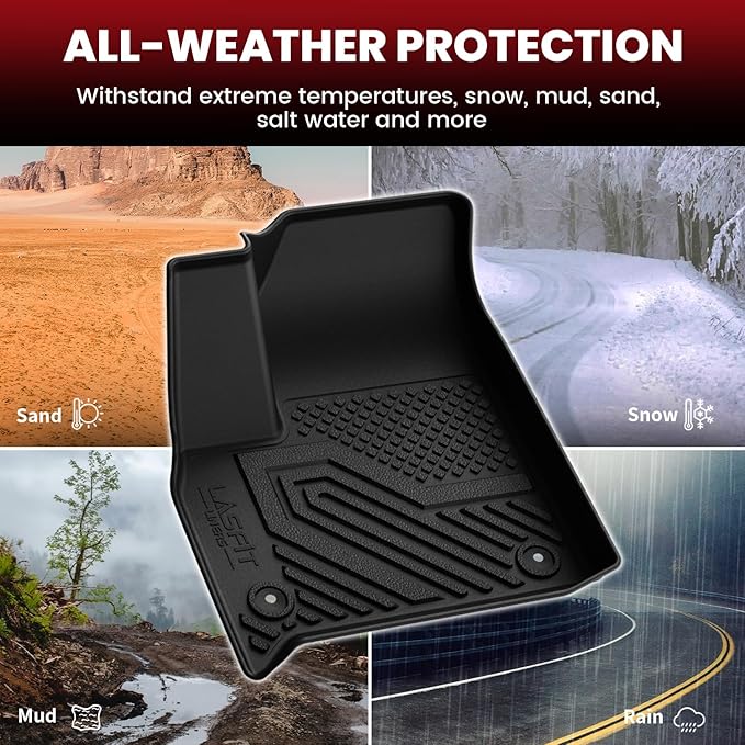 LASFIT Floor Mats & Cargo Liner with Backrest Mat for Chevrolet Chevy Traverse 2018-2023/Traverse Limited 2024 Only 7 Seats (2nd Row Bucket Seats), All Weather TPE Custom Fit Car Floor Mats Full Set