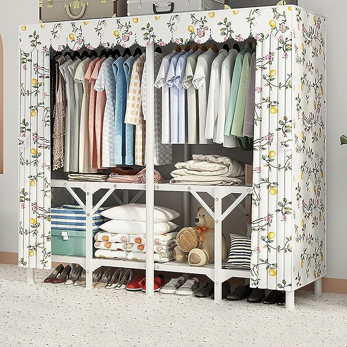 Portable Wardrobe Closet For Hanging Clothes, Installation-free Wardrobe, One-piece Folding Design,closet Organizer System,wa
