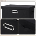 Graciadeco Large 17" 36 Quart Collapsible Stackable Storage Bins with Lids, 5 Packs Black Linen Fabric Closet Boxes with Lids