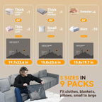 Travel Vacuum Bags for Clothing with Rechargeable Cordless Pump,Vacuum Storage Bags,9 Pack Vacuum Bags,Compression Packing fo