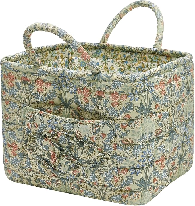 Boho Fabric Storage Basket, Large Capacity Laundry Basket, 12.2'' x 10.23'' x 10.23'' Collapsible Laundry Hamper with Easy Ca