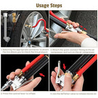 Heavy Duty Tire Pressure Gauge Inflator for Trucks & RVs (10-120 PSI) - Dual Head Air Chuck with 4-Way Tool, Rubber Hose & Valve Cores, 1/4" NPT Inlet