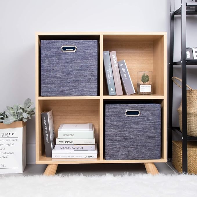Posprica Storage Cube Basket Bins,13×13 Foldable Storage Containers for Shelf Cabinet Bookcase Boxes,Thick and Heavy Duty Fab