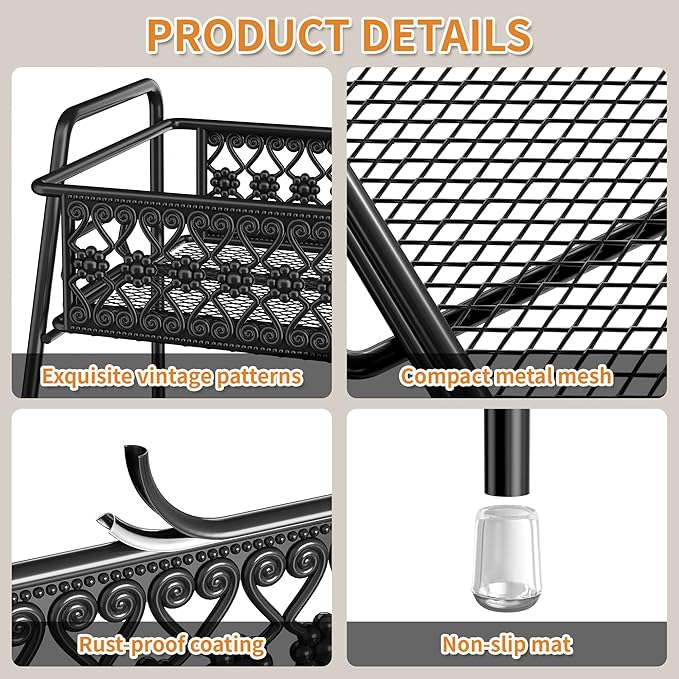 Vintage 3 Tier Spice Rack Organizer for Kitchen Counter, Bathroom Counter Organizer, 3 Tier Bathroom Counter Organizer for Sp