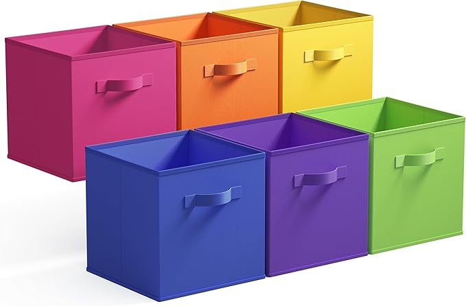 GRANNY SAYS 11 Inch Cube Storage Bins, Colorful Cube Storage Organizer, Fabric Storage Bins, Storage Cubes for Shelves, Close