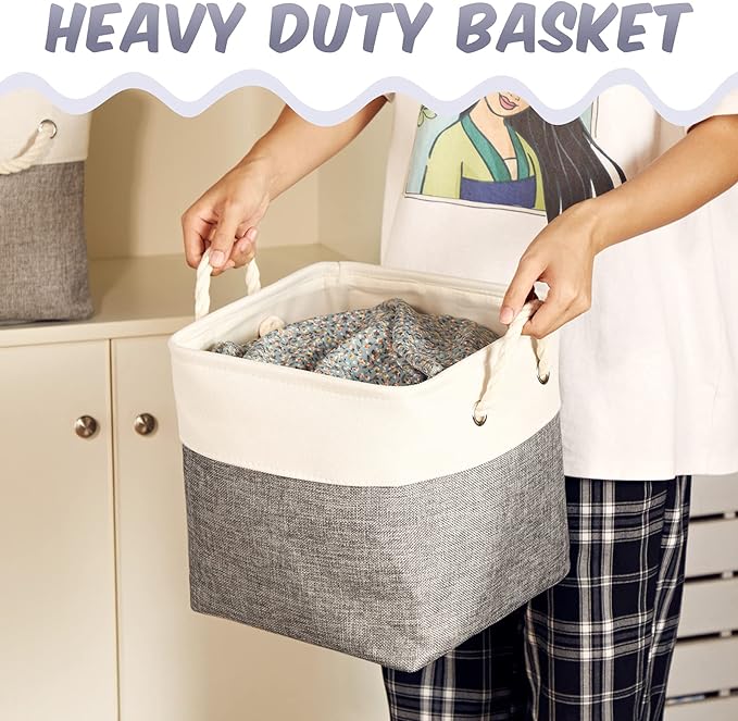Geiserailie 6 Pcs 11 x 11 Inch Cube Storage Bins Fabric Storage Organizer Bins Foldable Cube Baskets with Sturdy Carry Handle