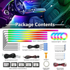 WEBUPAR Dreamcolor Acrylic Car Interior Led Kit, Car Accessories 22 in 1 RGB Car Ambient Lighting Kits with APP Control and 213 Color Modes, Multicolor RGBW Neon Car LED Strip Lights with Music Mode
