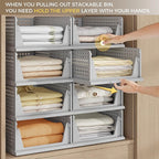 Pinkpum 8 Pack Closet Organizers and Storage Plastic Stackable Storage Bins, Foldable Drawer Shelf Storage Container for Ward