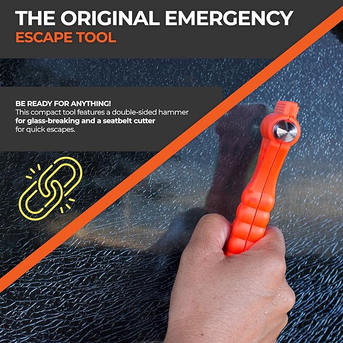 Lifehammer Brand Car Safety Hammer, The Original Emergency Escape and Rescue Tool with Seatbelt Cutter, Made in The Netherlan