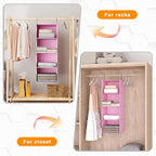 Hanging Closet Organizer, Easy Mount Foldable 4-Shelf Hanging Closet Wardrobe Storage Shelves, Clothes Handbag Shoes Accessor